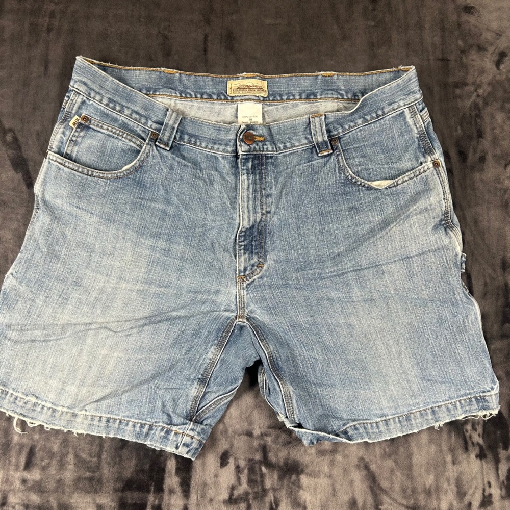 L.L. Bean Carpenter Denim Shorts Mens 38 Blue Katahdin Iron Works Rugged Utility